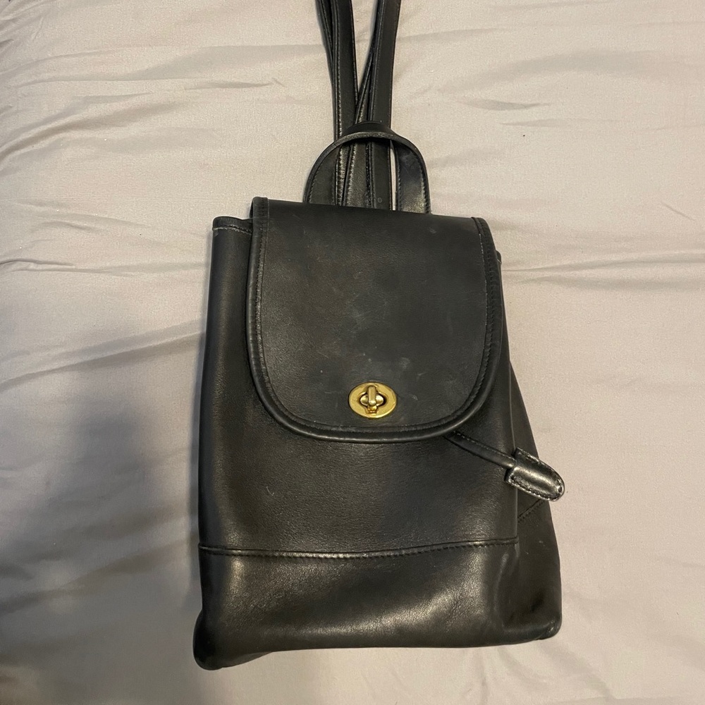 COACH black Leather mini backpack